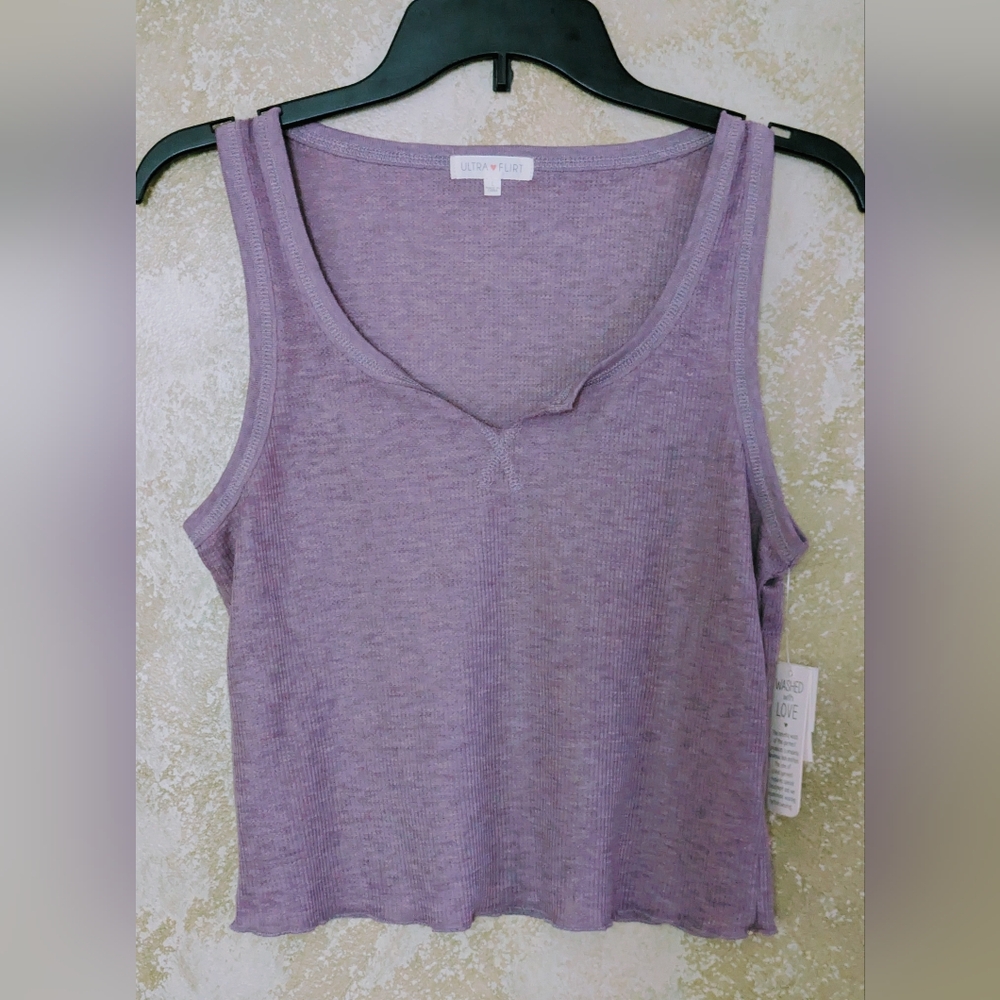 Nwt Ultra Flirt Purple Waffle Knit  Tank Top Size Large